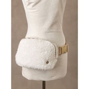 W. by Wantable Ivory Sherpa Fleece Belt Bag Crossbody Fanny Pack
